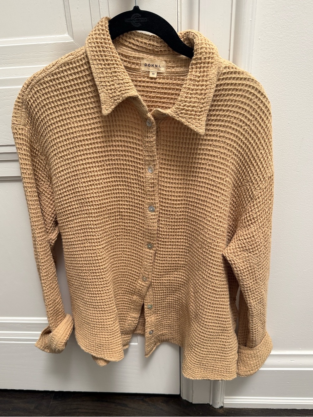 DONNI. Waffle button down and shorts set - Picture 3 of 6